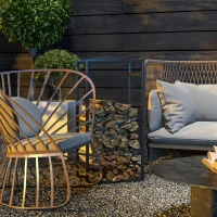 Outsunny Estante para Leña de Metal Estante de Almacenamiento para Apilar Troncos Soporte para Leña Metálico 50x30x100 cm Negro(m-6)