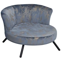 PawHut Divano per Cani di Piccola Taglia e Gatti con Rivestimento in Velluto Blu e Oro(m-10)