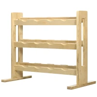 HOMCOM Hantelständer, für 12 Hanteln, bis 150 kg, 3 Ebenen, Buchenholz, 118 x 60 x 100 cm(m-10)