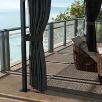 Outsunny 4 x 3m Aluminium Frame Hard Gazebo, with Accessories - Brown(m-8)