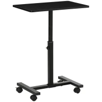 HOMCOM Laptop Table Height Adjustable, Mobile Laptop Stand with Wheels, Sofa Side Table for Home Office, Black(m-1)