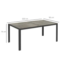 Outsunny Table de jardin pour 6 personnes en aluminium plateau composite aspect bois dim. 160L x 90l x 74H cm(m-3)