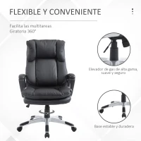 HOMCOM Silla Ejecutiva de Escritorio Silla de Despacho con Ruedas y Reposabrazos Altura Ajustable 66x71x110-120,5 cm Negro(m-4)