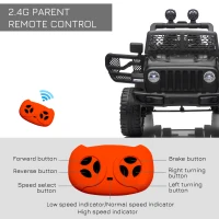 HOMCOM Kids Electric Ride On Car 12V Off Road Toy with Parental Remote Control 2 Motors Horn Lights Suspension Wheels for 3-6 Years Old Black(m-7)