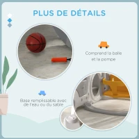 AIYAPLAY Portique enfant toboggan balançoire bus avec panier de basket-ball aire de jeux 4 en 1(m-8)