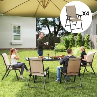 Outsunny Set of Four Folding Outdoor Chairs - Brown/Black(m-2)