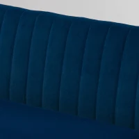 HOMCOM Sofa Retrodesign 2-Sitzer-Sofa, Holzbeine, 117 cm x 56,5 cm x 77 cm, Blau(m-7)