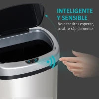HOMCOM Cubo de Basura Apertura Automática Sensor Papelera Reciclaje para Cocina Dormitorio 48L Acero Inox(m-5)