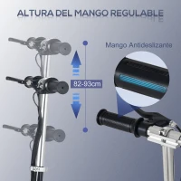 HOMCOM Patinete Eléctrico Plegable para Niños de 7-14 Años Máx. 50 kg Scooter con Velocidad Max. 12 km/h Altura Ajustable Interruptor de Arranque y Frenos 75x36x82-93 cm Negro(m-6)