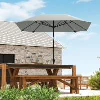 Outsunny 2,3 m Parasol zonder Basis, Verstelbare Terrasparasol met Kruk, Polyester, Aluminium, Fiberglas, Donkergrijs(m-2)