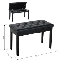 HOMCOM Sgabello Pianoforte Professionale con Vano Portaoggetti Finta Pelle, Legno 76 x 36 x 50cm Nero Sgabello Panchetta Panchina Sedia per Pianoforte con vano portaoggetti(m-3)