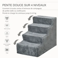 PawHut Escalier pour chien à 4 marches escalier pour chat échelle antidérapante pour animaux de compagnie(m-4)