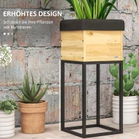 Outsunny Hochbeet Pflanzkasten, Industriedesign, wetterbeständig, Vlieseinlage, 22 x 22 x 54 cm, Natur + Schwarz(m-4)