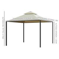 Outsunny Gazebo da Giardino 3 x 3m con 4 Tende Laterali e Doppio Tetto Beige(m-3)
