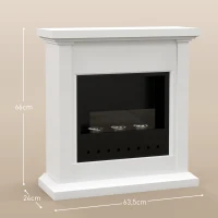 HOMCOM Estufa de Bioetanol de Pie con Tanque de 1,2 L Tiempo de Combustión 3H para Interiores 16-18 m² 63,5x24x66 cm Blanco(m-3)