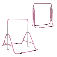 HOMCOM Sbarra per Trazioni Pieghevole per Bambini 3-8 Anni con Altezze Regolabili in Acciaio, 154x106.2x88.5-128.5cm, Rosa(m-11)