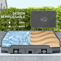 Outsunny Pied de parasol déporté à remplir 90L en plastique avec pied en croix, 2 roulettes et poignée, dim. 80L x 60l x 20H cm(m-5)