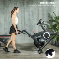 SPORTNOW Bicicleta Estática de Interior con Volante de Inercia de 15 kg Monitor LED con Pulsómetro Manillar y Asiento Ajustables(m-7)