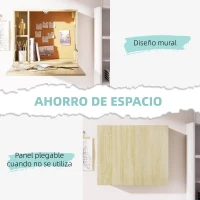 HOMCOM Escritorio Flotante Multifuncional Mesa Plegable de Pared Moderna con Estante de Almacenamiento 60x20x50 cm Roble(m-4)