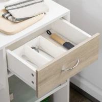 HOMCOM Carrito de Cocina Verdulero con 1 Cajón Puerta de Vidrio y Estantes Carro Auxiliar con Ruedas 65x39x80 cm Natural(m-9)