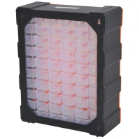 DURHAND Sortierkasten Kleinteilemagazin Teile Box Aufbewahrungsbox 60 Fächer Orange L38 x B16 x H47,5 cm(m-7)