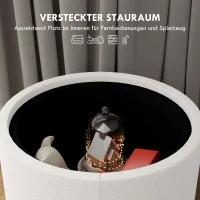 HOMCOM Hocker Polsterhocker, Leinen, versteckter Stauraum, umkehrbarer Deckel, 5 6cm x 56 cm x 42 cm, Creme + Natur(m-5)