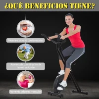 HOMCOM Bicicleta Estática Plegable Bicicleta Magnética Xbike con Resistencia Ajustable Pulsómetro Pantalla LCD Sillín Cómodo Acero(m-6)