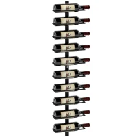 HOMCOM 10-Tier Wall Mount Wine Rack, Steel Wall Wine Rack for 10 Wine Bottles, Wall Wine Display Rack for Kitchen, Dining Room, Home Bar, Black(m-1)