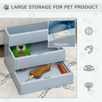 PawHut 3 Step Wooden Dog Steps Pet Stairs for Dogs, Cat Ladder for Bed Couch with Storage Grey(m-5)