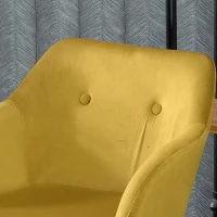 HOMCOM Chaises de Salle à manger Chaises de Visiteur scandinave - Lot de 4 - Pieds effilés Bois Noir - Velours Jaune(m-9)