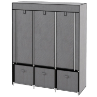 HOMCOM Armoire de rangement en tissu pliable avec 5 étagères, 2 tringles et 3 tiroirs en tissu 125L x 43l x 162.5H cm
