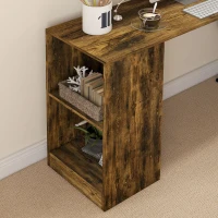 HOMCOM Scrivania Angolare Salvaspazio con Ripiano a S, in Legno, 140x120x78 cm, color Marrone e Nero(m-9)