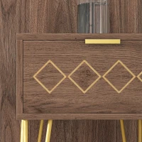 HOMCOM Bedside Table with Drawer, Wooden Nightstand, Modern Sofa Side Table with Gold Tone Metal Legs for Bedroom(m-9)