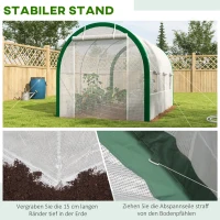 Outsunny Tunnel-Gewächshaus, Treibhaus, Reißverschlusstüren, Netzfenster, Metallrahmen, 3,5 x 2 x 2m, Weiß(m-6)