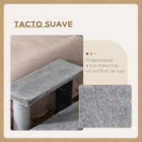 PawHut Escalera para Gatos con 3 Niveles Plataforma Poste Rascador y Bola Colgante de Juguete 40x40x48 cm Gris(m-6)