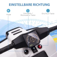 HOMCOM Mini Elektro-Quad Kinder Elektro ATV Kinderwagen für 18 bis 36 Monaten Elektromotorrad mit 2 Scheinwerfer Elektroquad Strandauto-Form PP Stahl Schwarz+Weiß 65 x 40 x 43 cm(m-7)