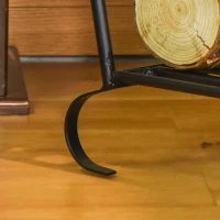 Outsunny Estante para Leña Metálico 47x30x38 cm Leñero Exterior e Interior Vintage Soporte para Leña con Rejilla y Base Elevada Carga Máx. 40 kg Negro(m-8)