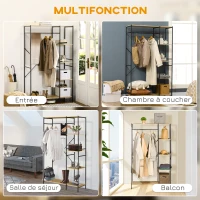 HOMCOM Penderie portant à vêtements style industriel en métal avec tringle et 4 étagères - dim. 100L x 46L x 170,5H cm(m-4)