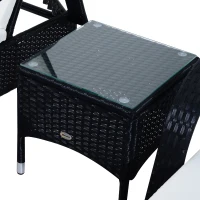 Outsunny Set da Giardino con 2 Sedie a Sdraio con Schienale Reclinabile e Tavolino Basso in Rattan PE, Nero(m-8)