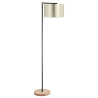 HOMCOM Lámpara de Pie con Pantalla Colgante de Tela E27 Máx. 40W Base de Madera e Interruptor de Pie Lámpara de Suelo para Salón Dormitorio 48x32x152 cm Dorado(m-1)