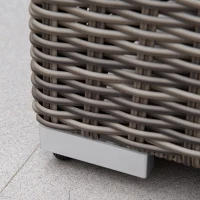 Outsunny Poly-Rattan Sonnenliege 3-tlg. Gartenliege mit 6-Fach Verstellbarer Rückenlehne Beistelltisch Nackenkissen Gartenmöbel Aluminium Grau 60 x 195 x 91 cm(m-9)