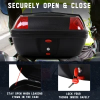 HOMCOM 48L Motorcycle Trunk Travel Luggage Storage Box Accessory Modern Tough Style - Black(m-8)