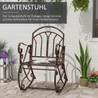 Outsunny Schaukelstuhl Gartenstuhl, Vintage-Design, 61cm x 79cm x 90cm, Braun + Schwarz(m-4)