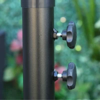 Outsunny Parasol déporté octogonal parasol LED inclinable manivelle piètement acier dim. Ø 3 x 2,6H m gris(m-9)