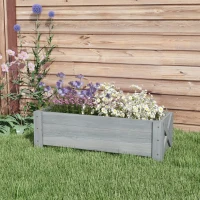 Outsunny 58L Garden Raised Bed Planter Grow Containers for Outdoor Patio Plant Flower Vegetable Pot Fir Wood, 100 x 36.5 x 36 cm, Grey(m-10)