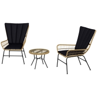 Outsunny Bistro-Set Balkonmöbel-Set Balkonmöbel, Boho-Stil, wetterbeständig, 76 x 66 x 96 cm, Schwarz