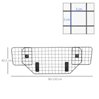 PawHut Barrera Protectora de Coche para Perros para Vehículo Universal Barrera Protectora Metálica Extensible para Asientos Traseros Maletero Equipaje Automóvil 90-120x40,5 cm Negro(m-3)