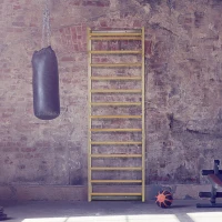 HOMCOM Spalliera Svedese da Palestra in Legno di Faggio con 13 Barre, 78x27x240cm(m-2)