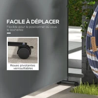 Outsunny Panneau brise-vue paravent extérieur sur roulettes pour le jardin, terrasse, balcon - dim. 183L x 30l x 181H cm - gris(m-5)