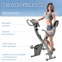 HOMCOM Bicicleta Estática Plegable Regulable en Altura Resistencia Magnética Ajustable Bici Estática con Pantalla LCD y Asiento con Respaldo Sensor de Pulso Carga 120 kg para Casa 105x48x118 cm Gris(m-9)